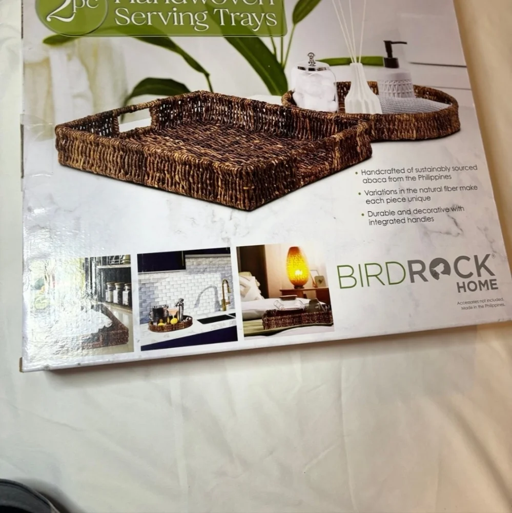 Birdrock Home Handwoven Serving Tray (2-piece set) New